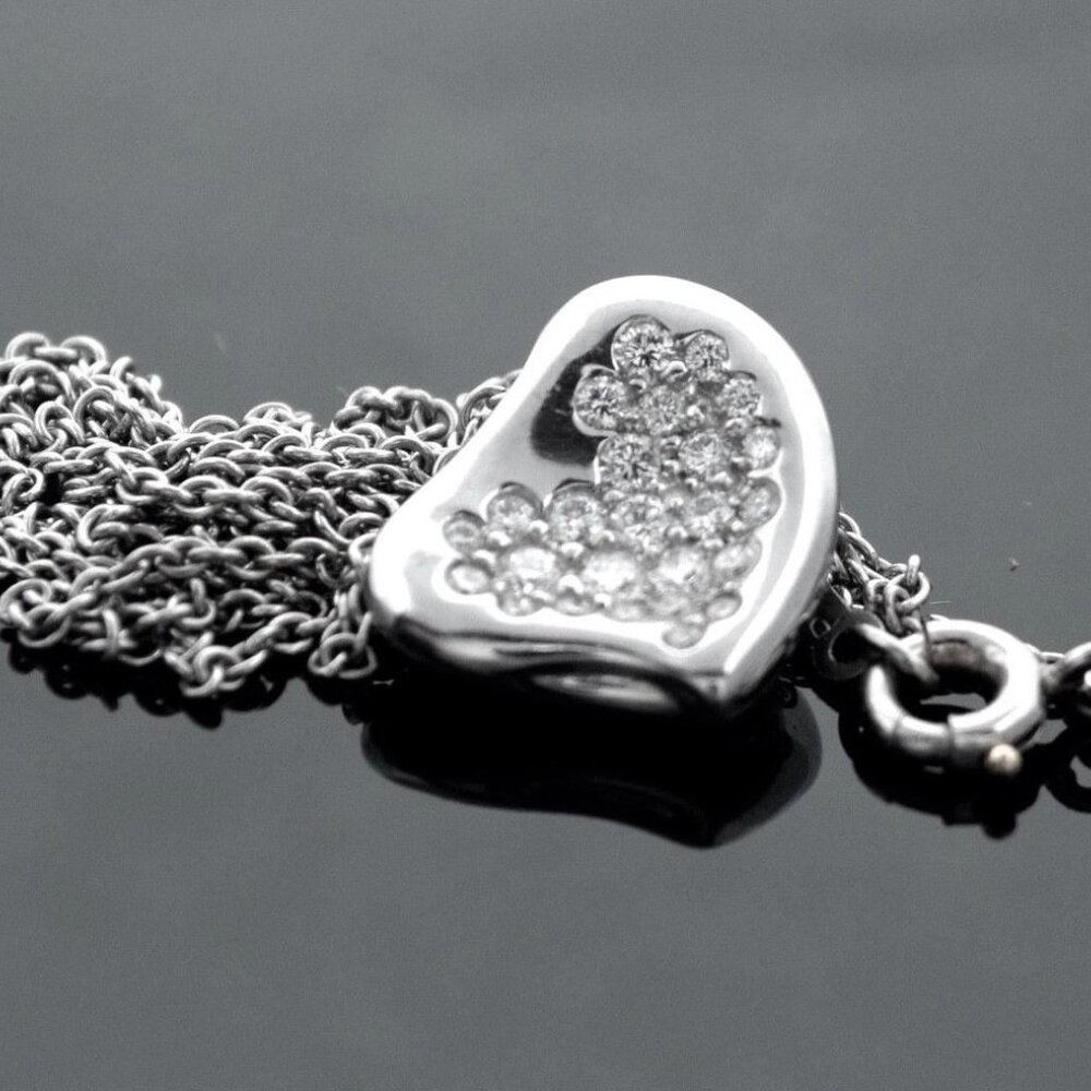 Rare $3990 Tiffany Co Elsa Peretti Full Heart Pave Diamond Platinum Pendant